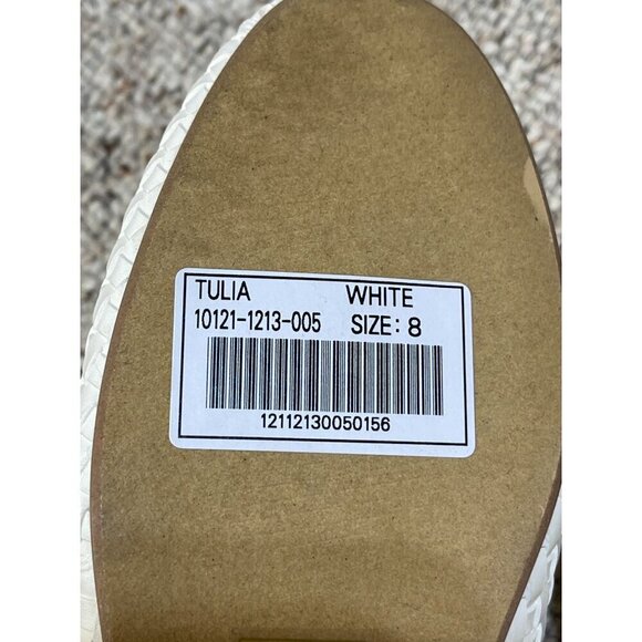 New Shu Shop Tulia Basket Weave Loafer Mule Gold Bit White Size 8 - Picture 6 of 8